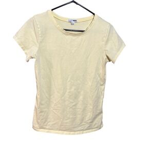 Fashion Nova T-Shirt Womens Large Yellow Short Sleeve Crew Neck Cotton Basic Tee